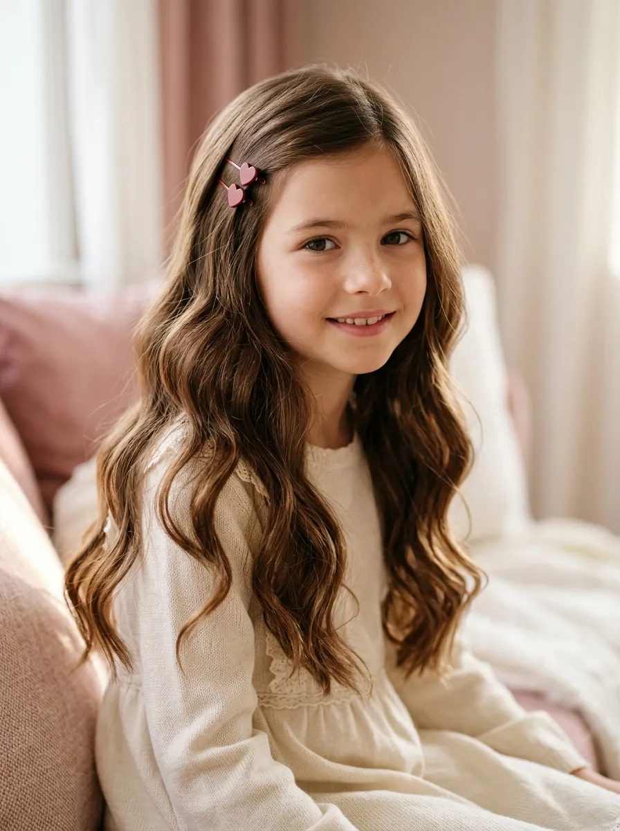 Loose Waves With Heart Pins