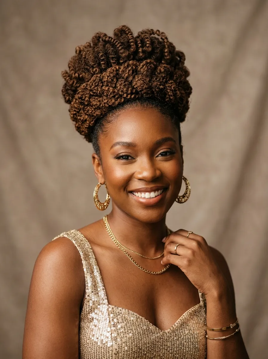 Natural Coil Crown Updo