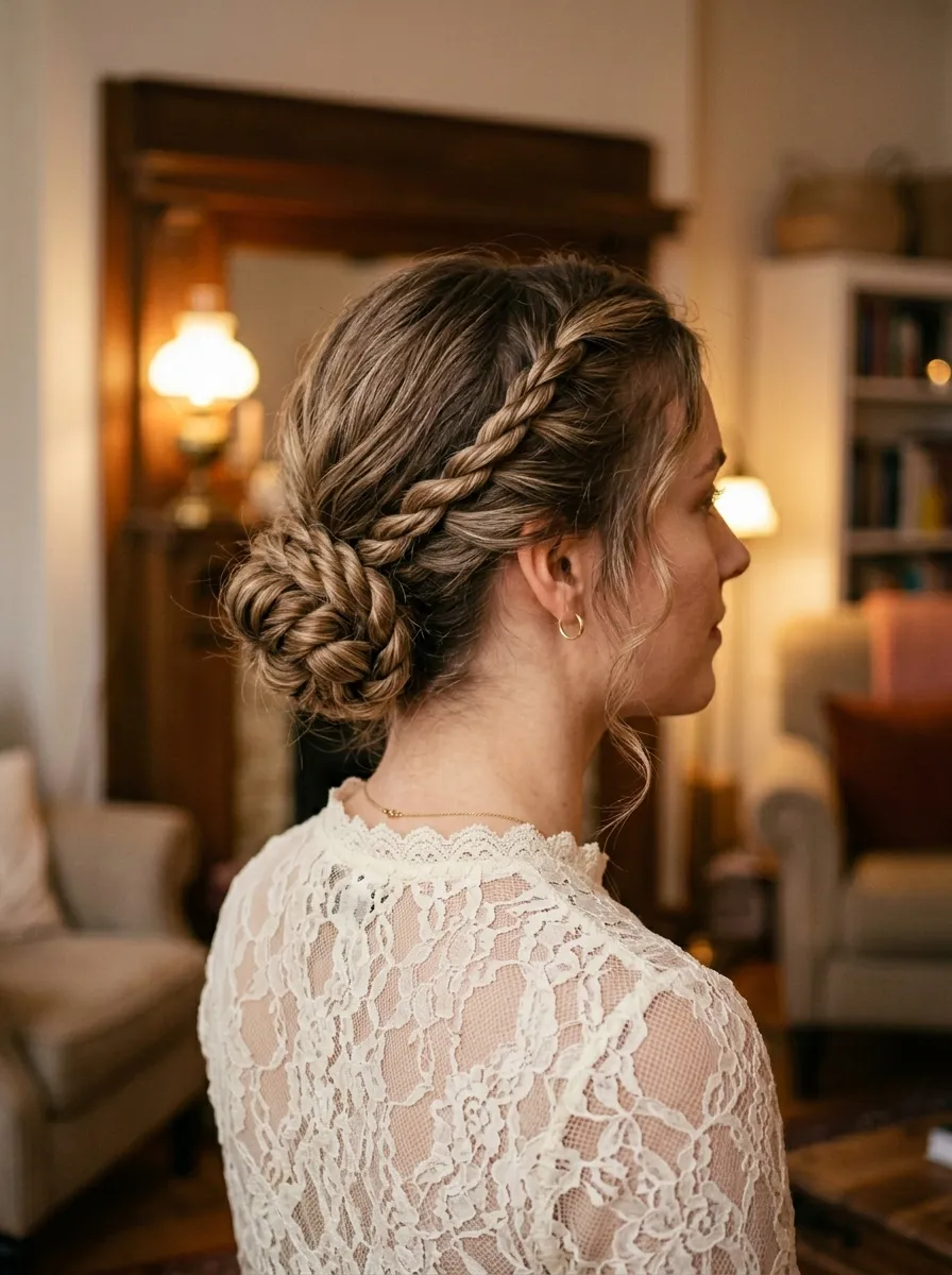 Rope Braid Low Updo