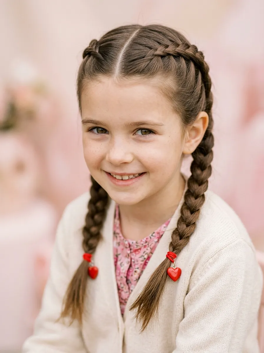 Valentine Dutch Braid Pigtails
