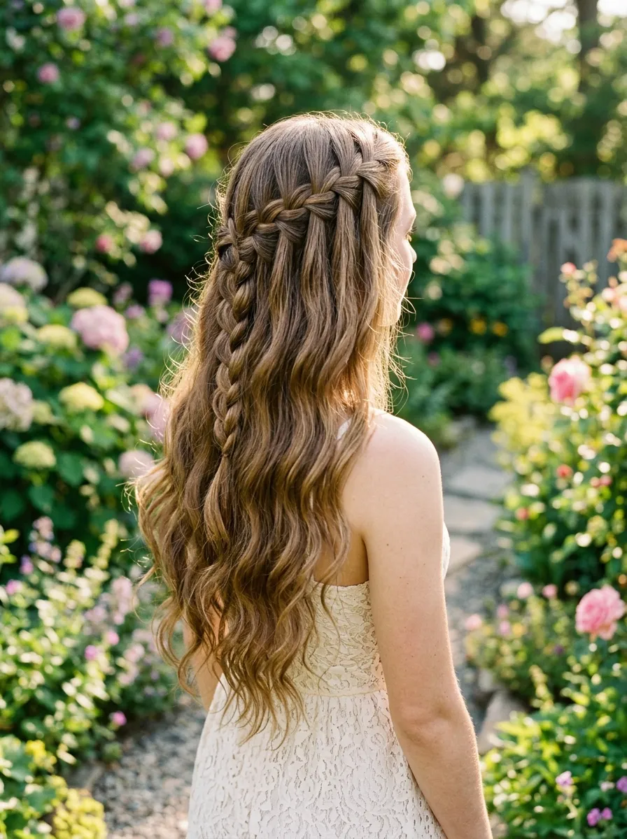 Waterfall Braid Along the Side