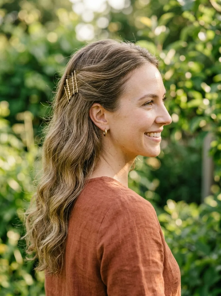 Pinned Back Waves Half Up