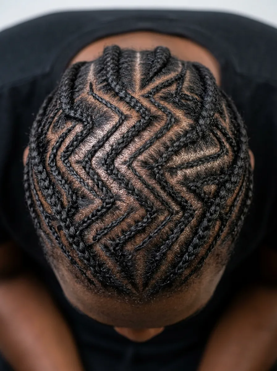 Zigzag or Pattern Cornrows for Artistic Expression