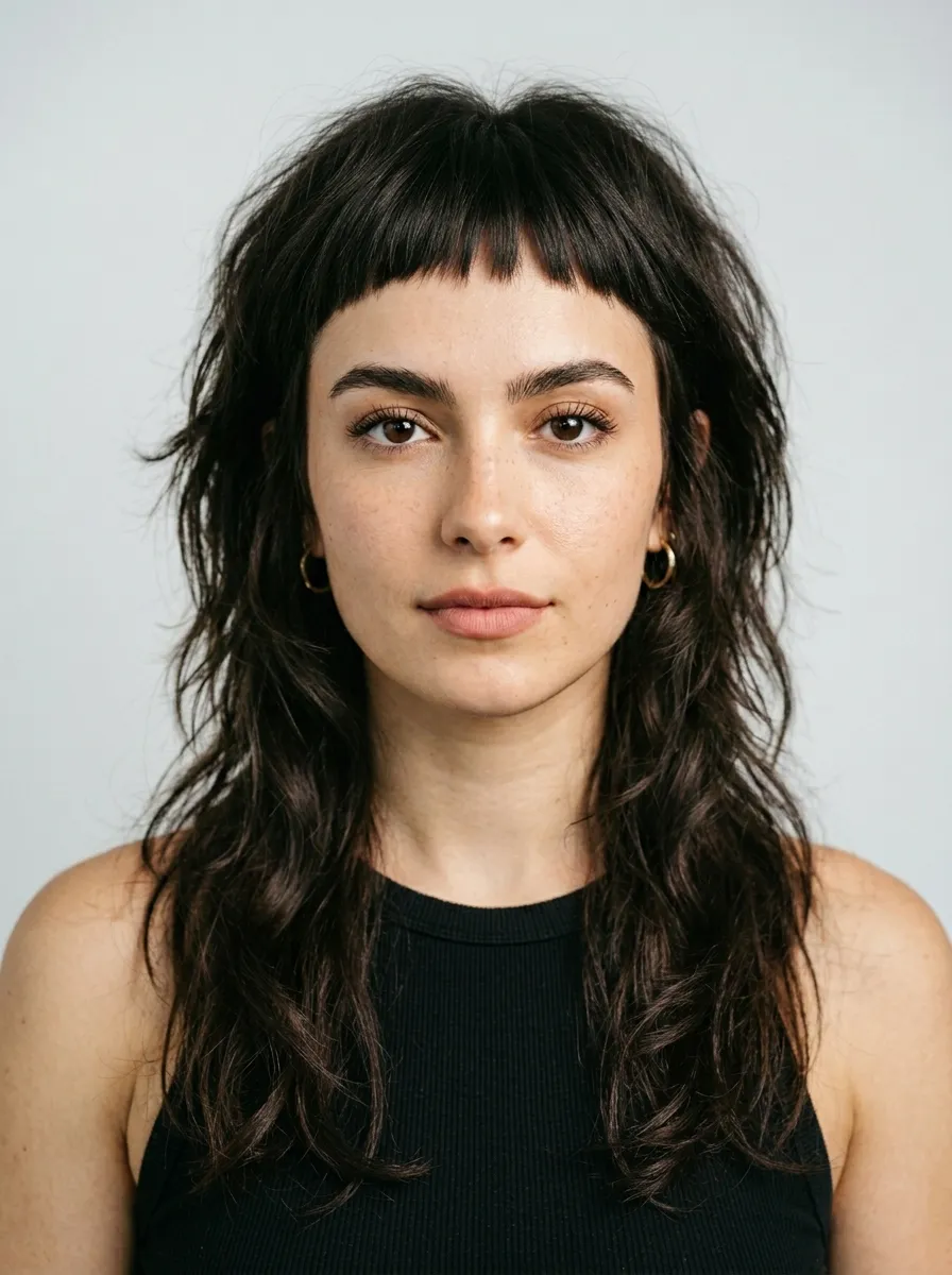 Wolf Cut with Baby Bangs for an Avant-Garde Look