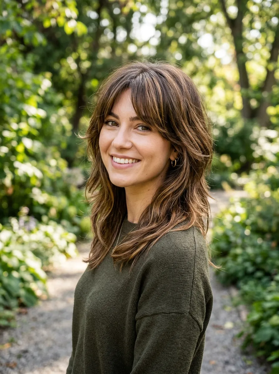 Wolf Cut with Bangs and Highlights
