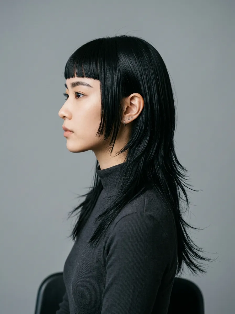 Wolf Cut with Bangs for Straight Hair