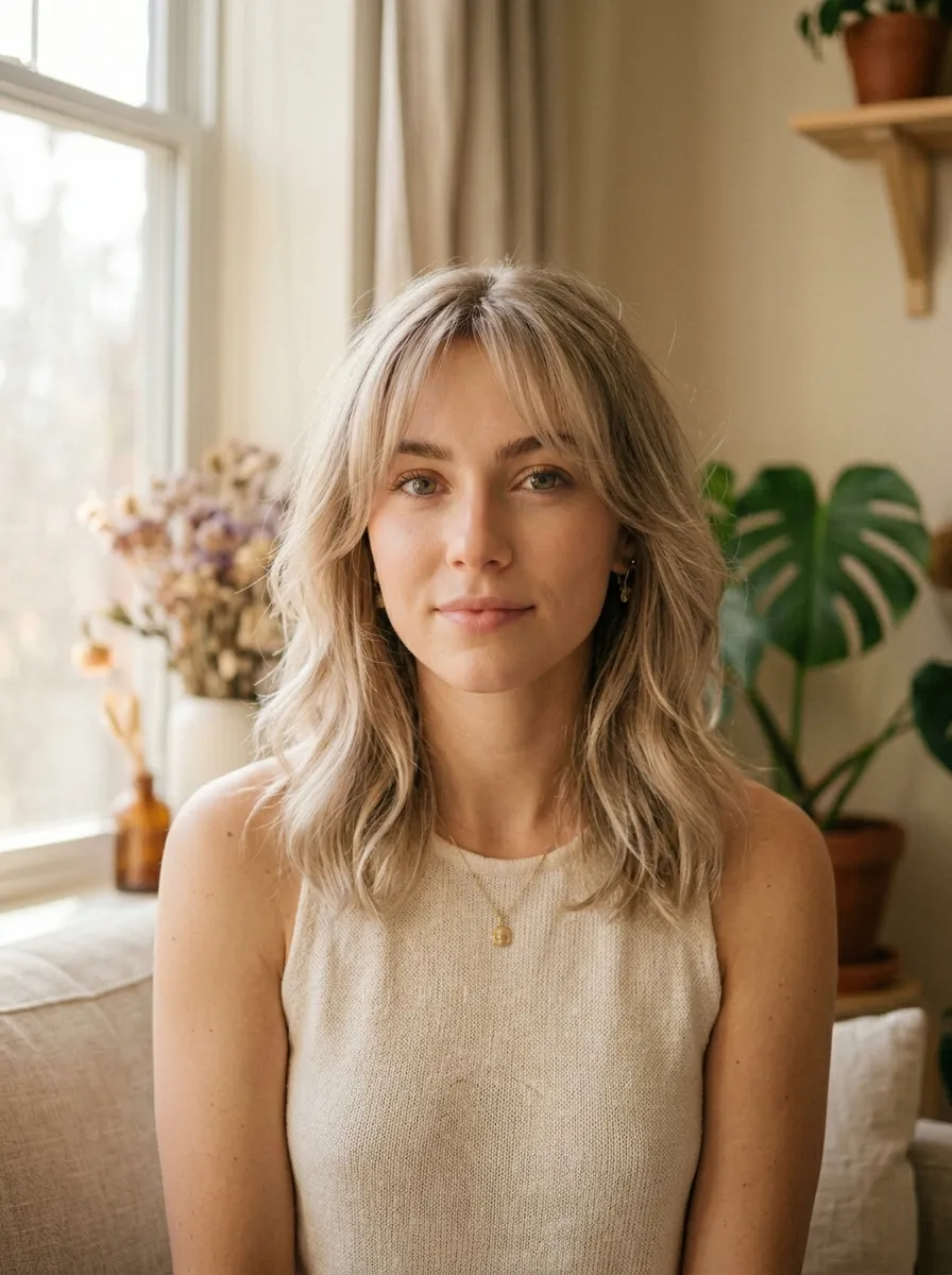 Wolf Cut with Bangs for a Soft, Feminine Take