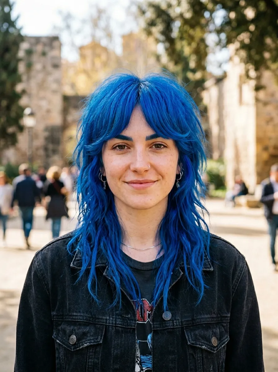 Wolf Cut with Bangs in Bold Fashion Colors
