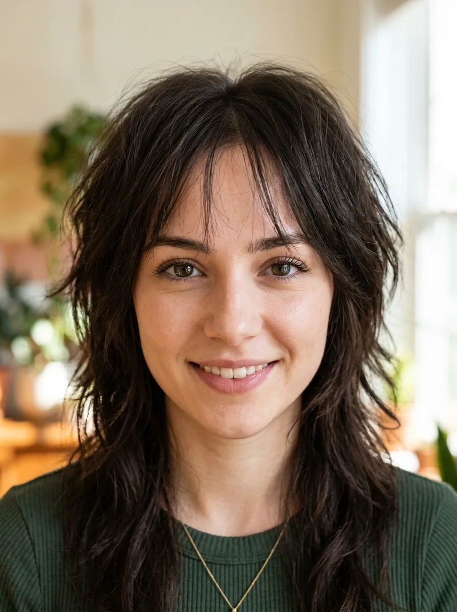 Wolf Cut with See-Through Bangs