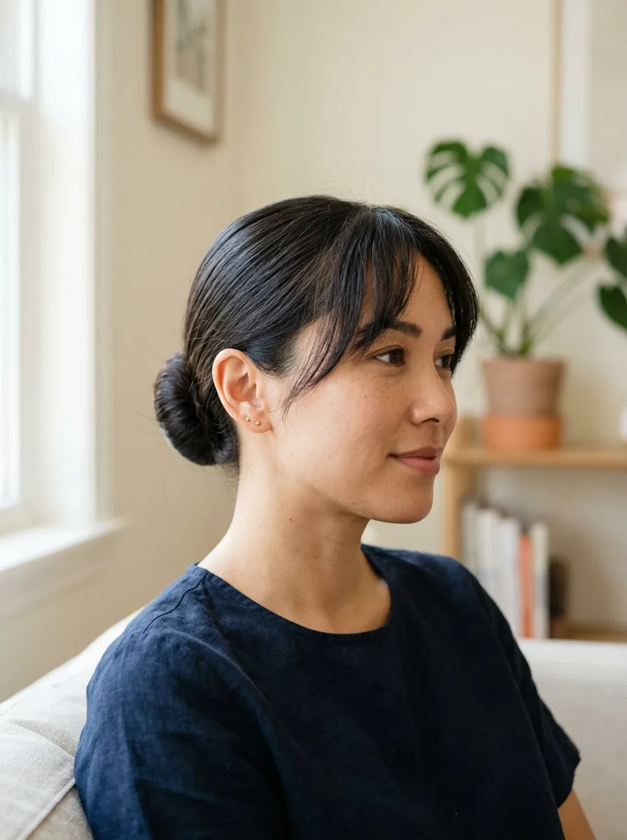 Bun with Bangs