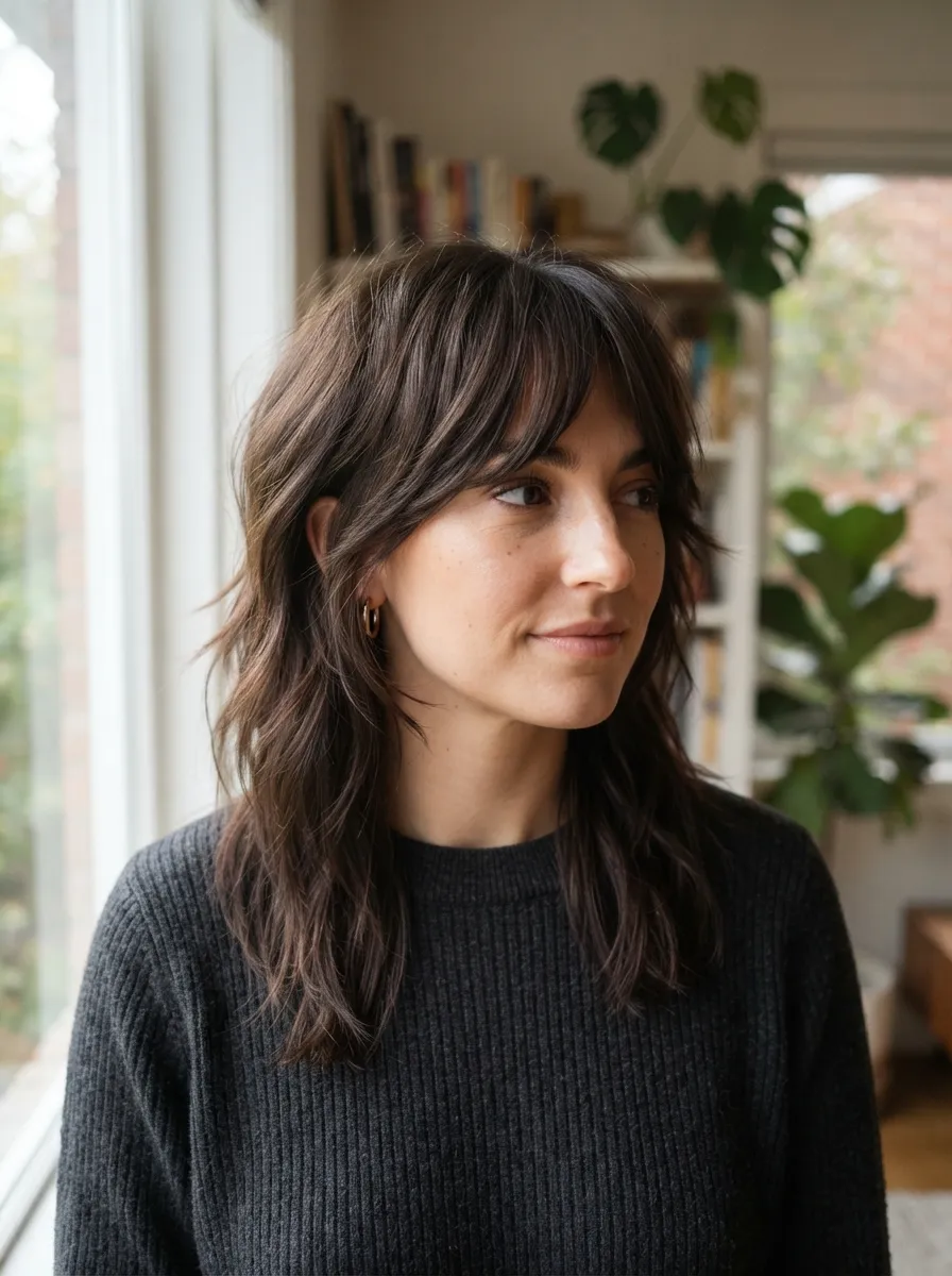 Side Swept Bangs Shag