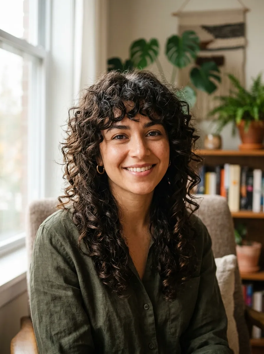 Curly Wolf Cut with Face Framing Layers