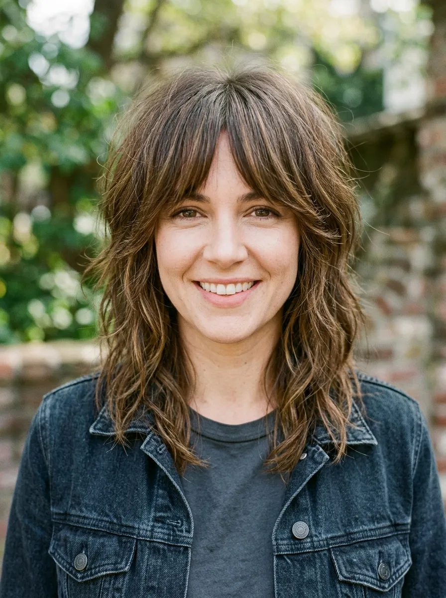 Textured Shag with Curtain Bangs