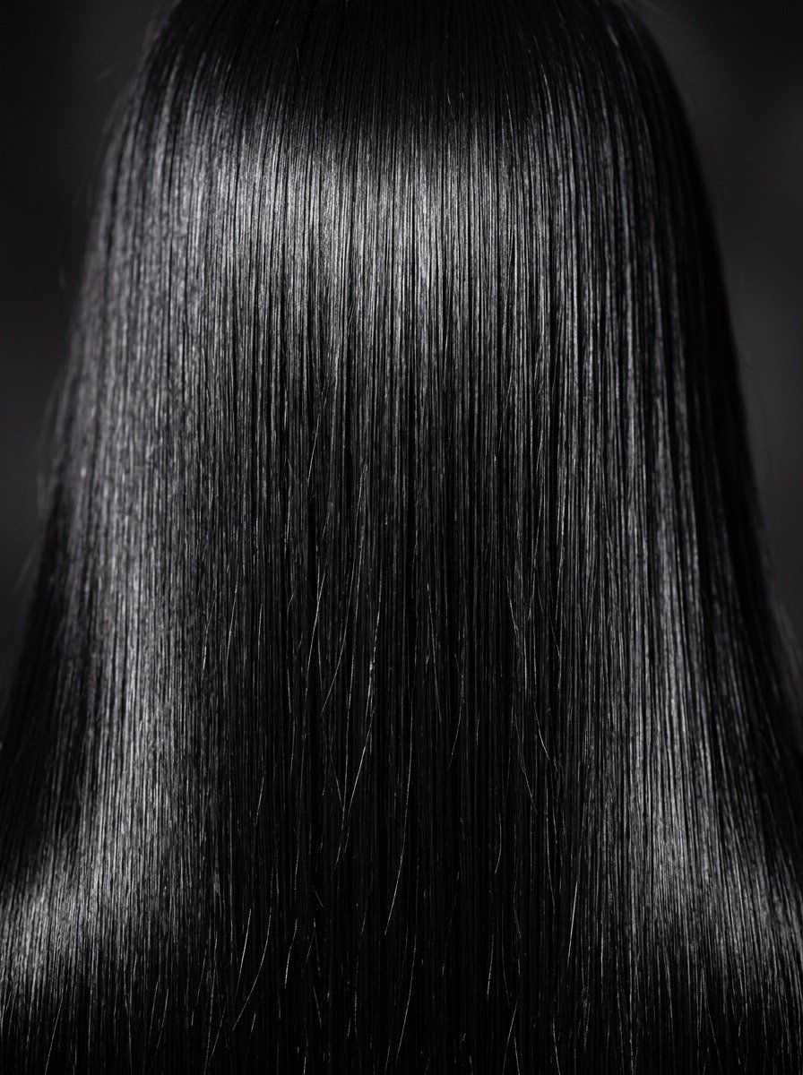 Full Black Hair With Glossy Finish