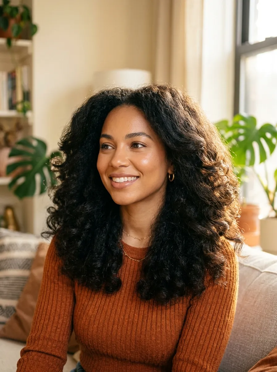 Curly Blowout With Diffused Ends