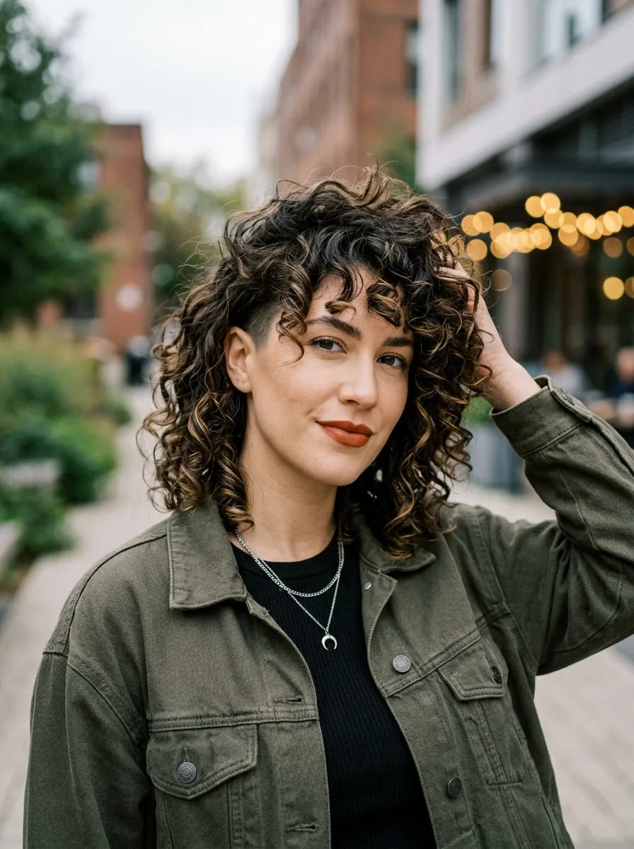Curly Wolf Cut with Undercut