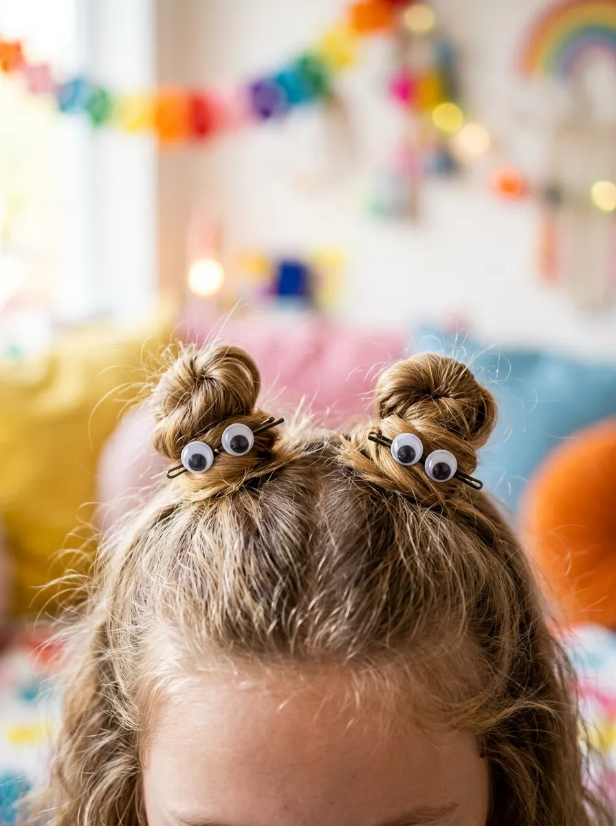 Double Top Knots With Googly Eyes