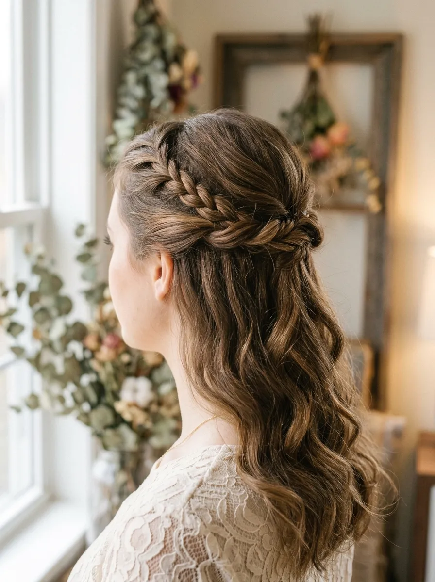 Twisted Half-Up with Braid Accent