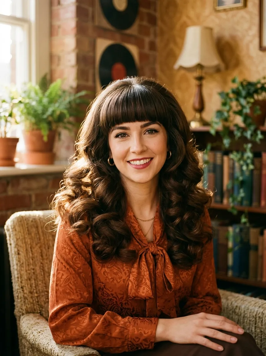 Blunt Bangs With A Curled Blowout