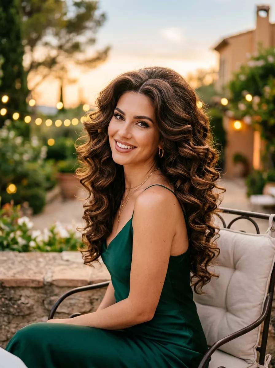 Big Curls with Middle Part and Volume