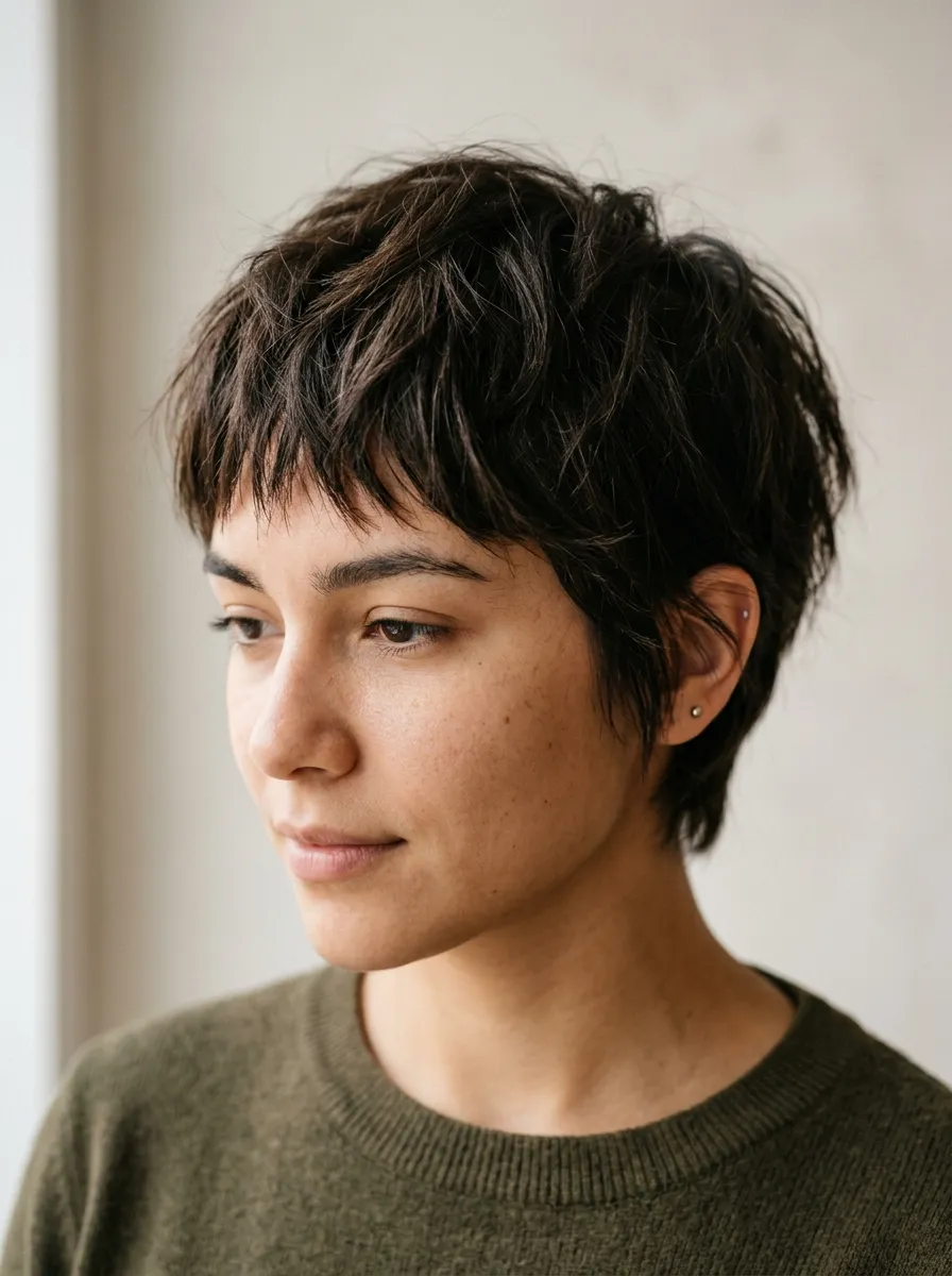 Textured Crop With Choppy Fringe