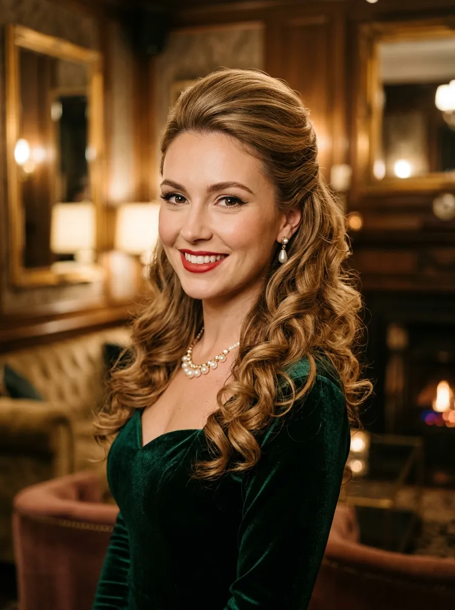 Voluminous Half Up With Curled Length
