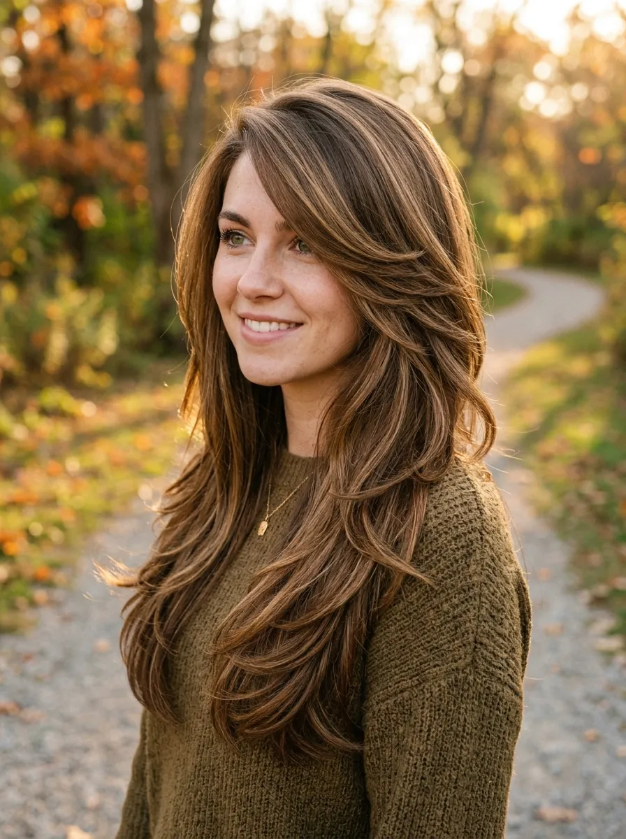 Side-Parted Long Layers