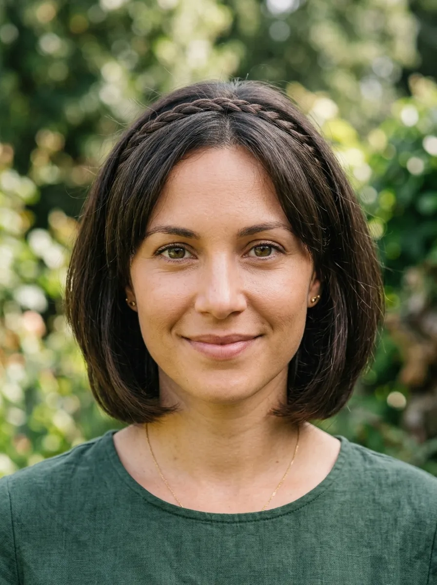 The Braided Headband Updo on a Bob