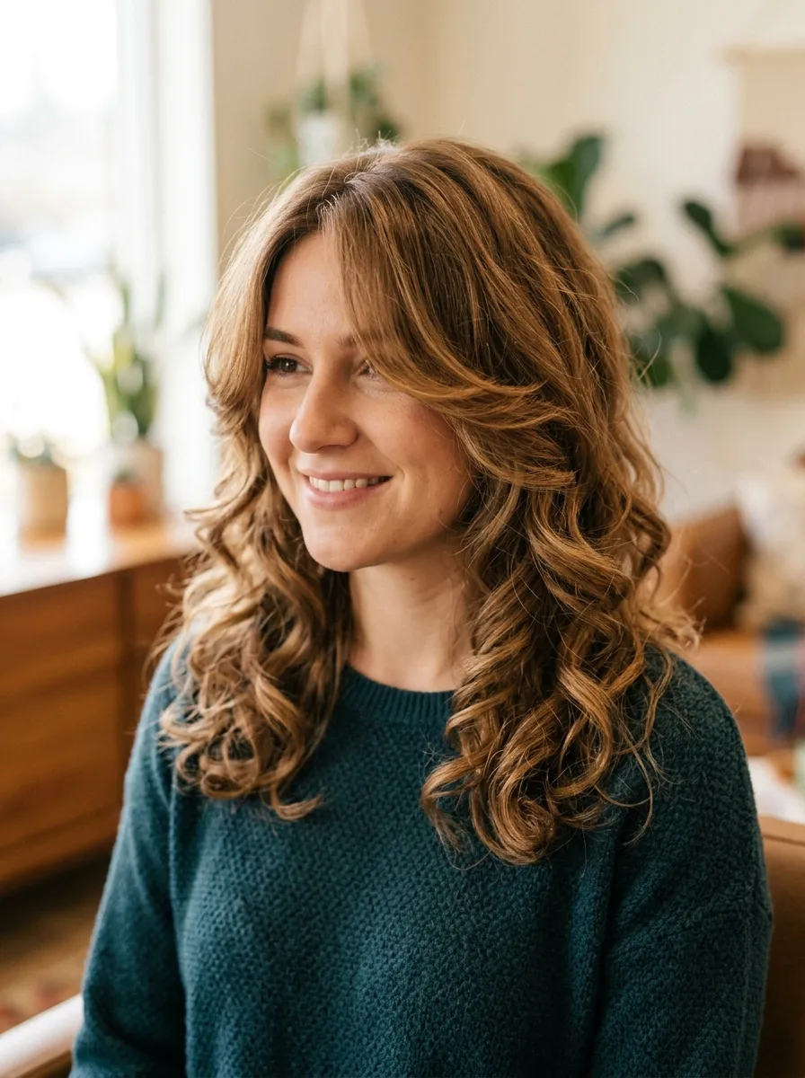 Face Framing Layers with Curls