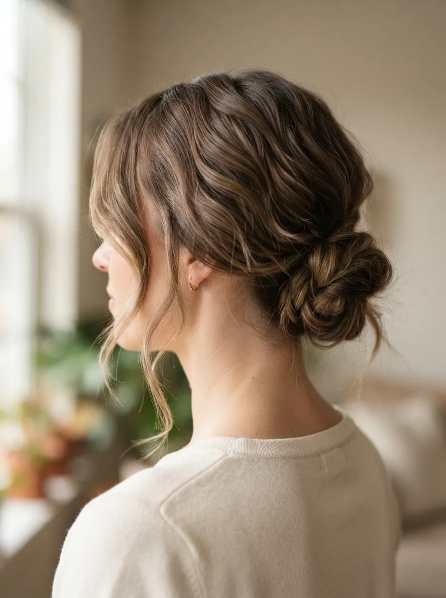 Low Bun With Face Framing Pieces