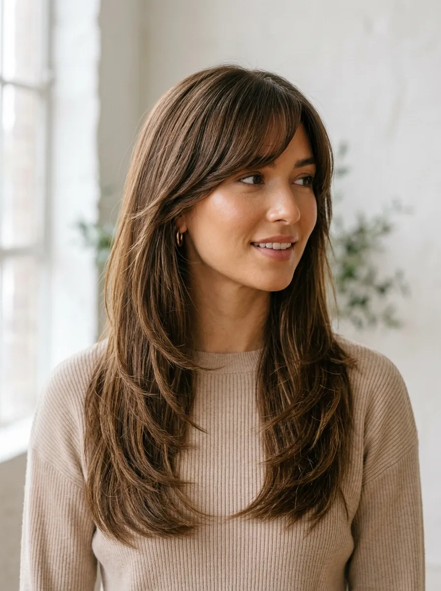 Wolf Cut with Side-Swept Bangs