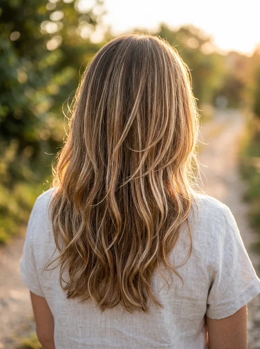Long Layers with Balayage Highlights