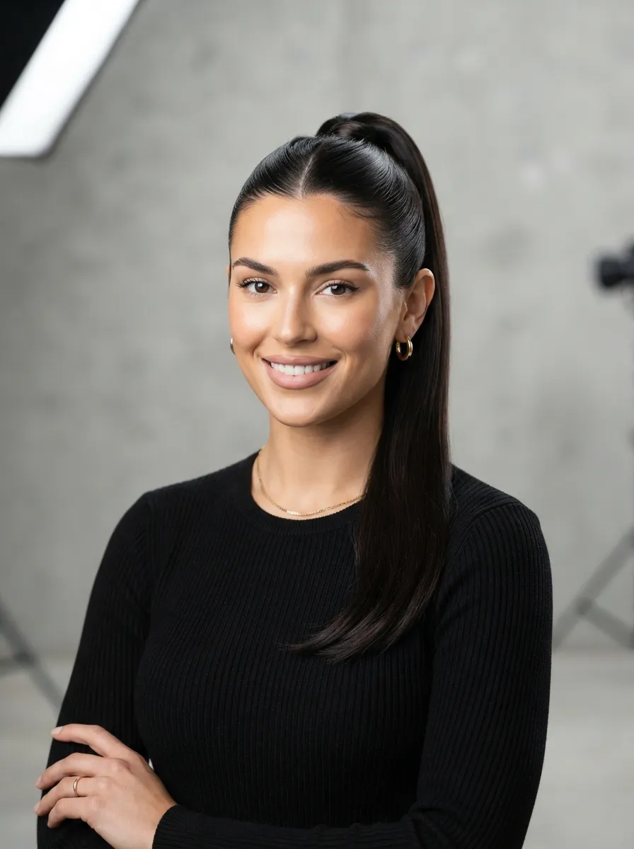 Tucked Hair With A Sleek High Ponytail