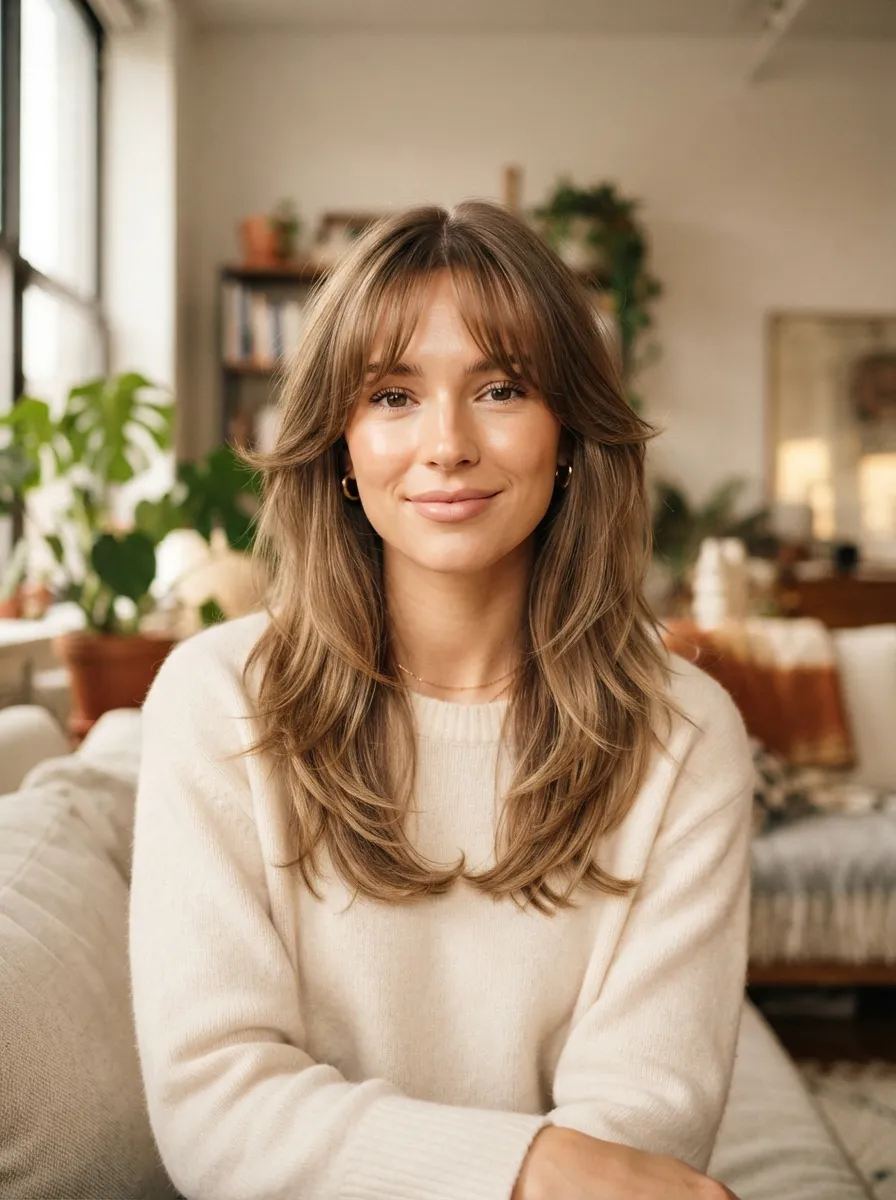 Wispy Bangs with a Middle Part