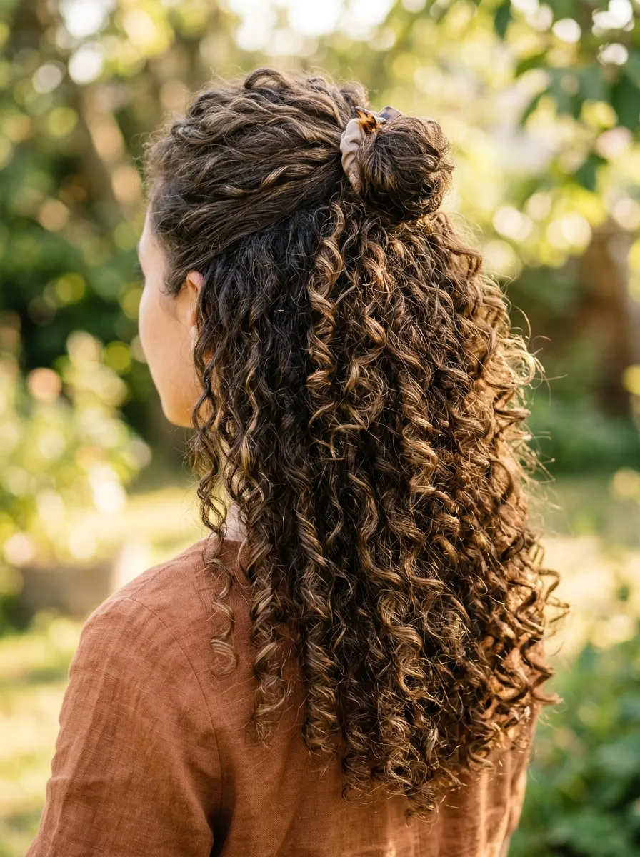 Curly Half-Up Style
