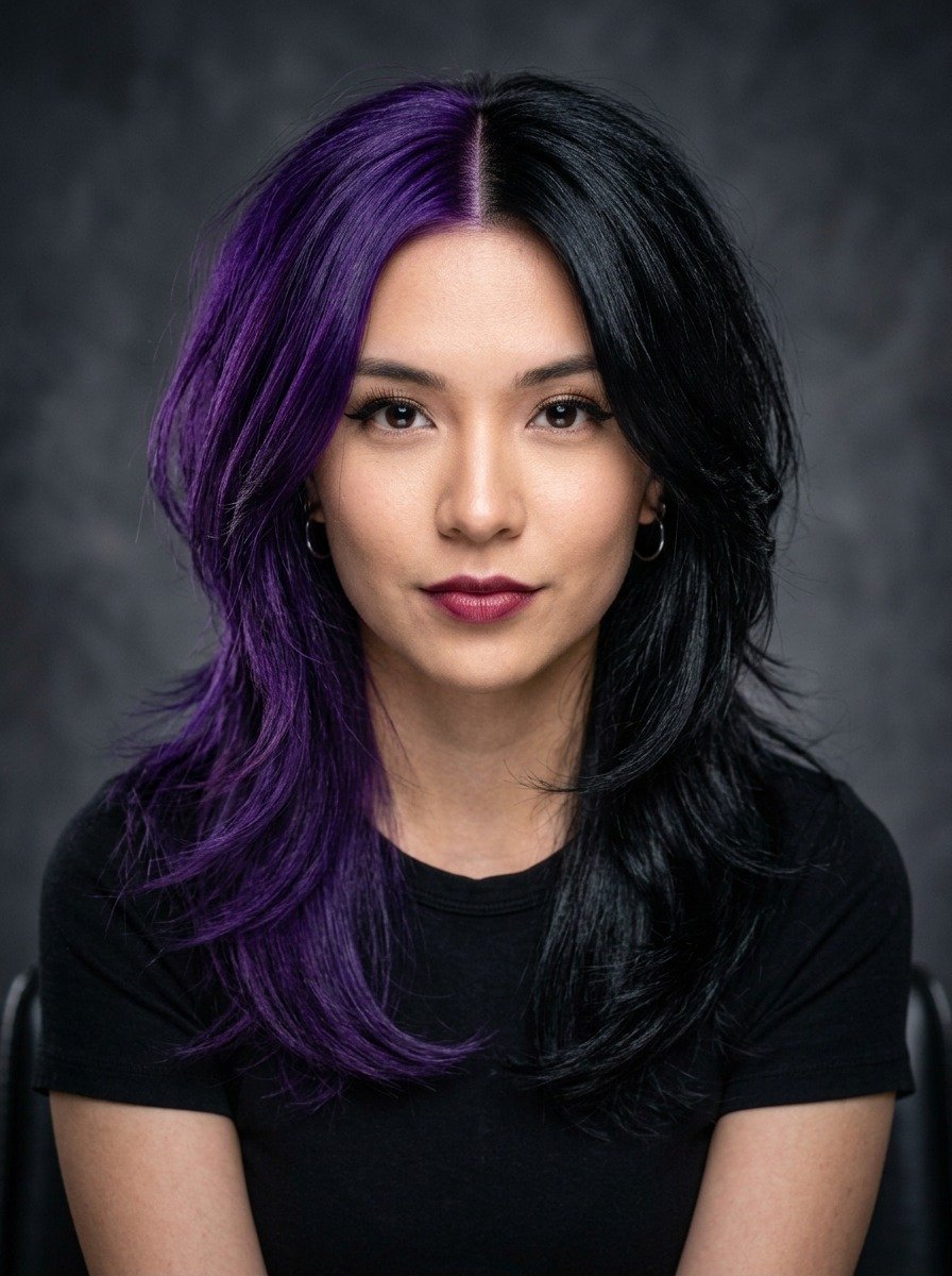 Purple and Black Split Dye