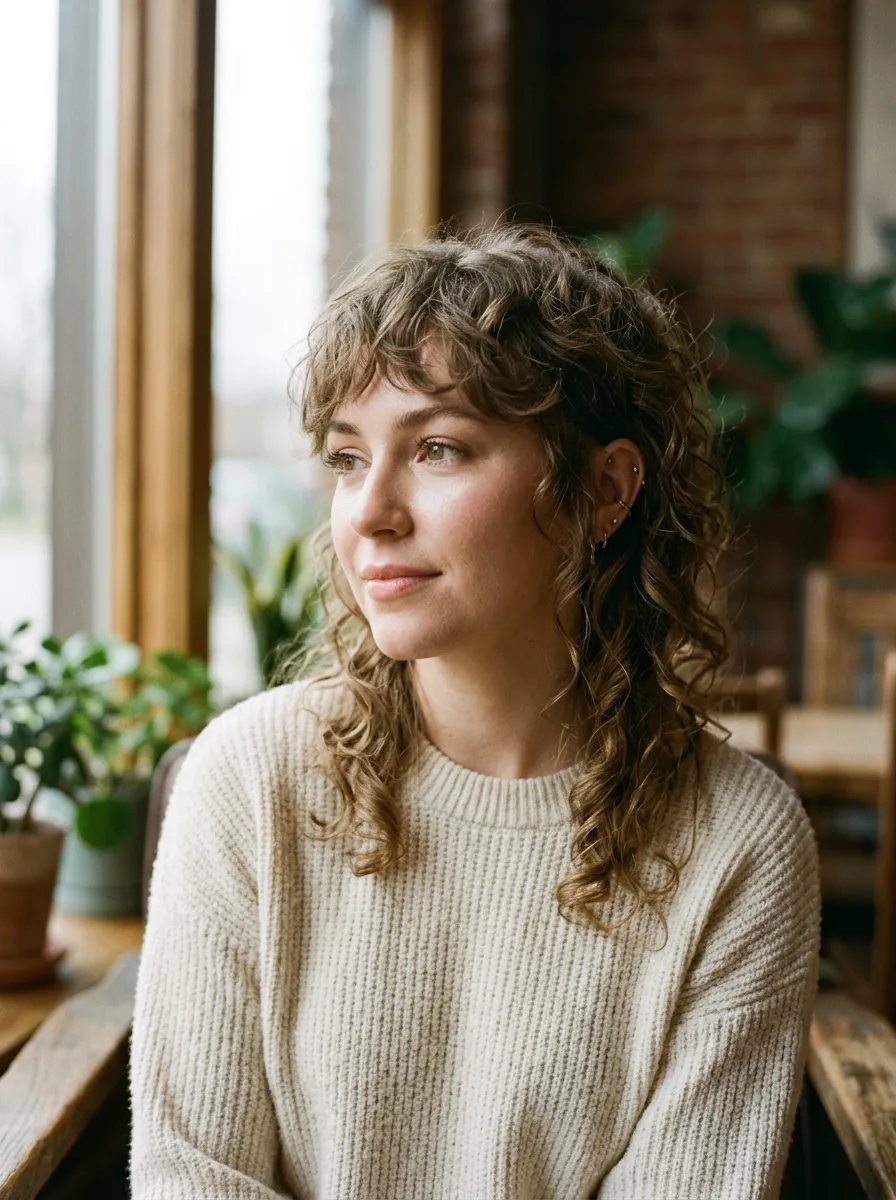 Curly Wolf Cut for Fine Hair