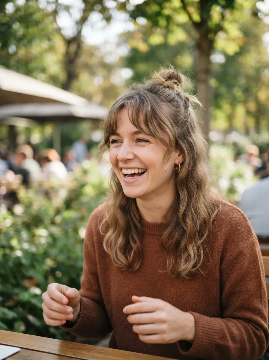 Half Bun with Bangs