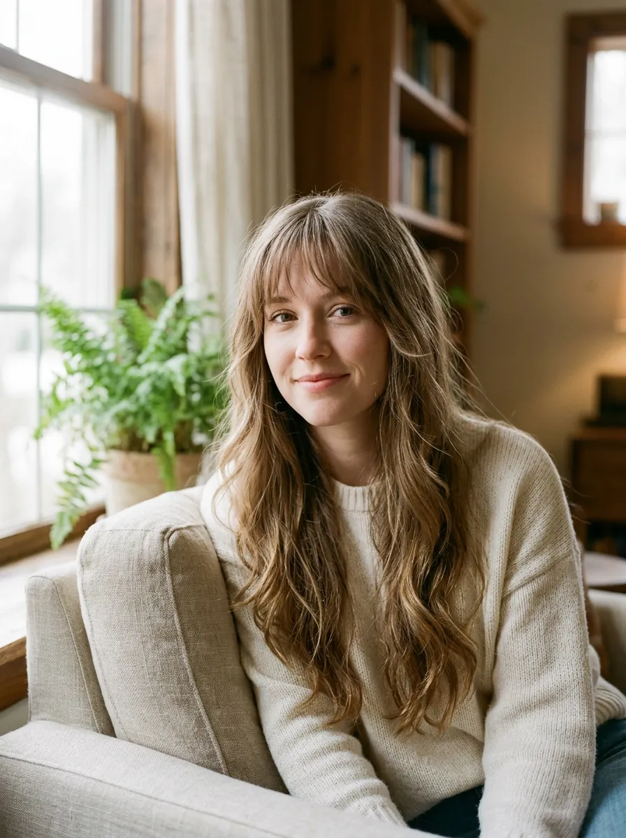 Layered Bangs Paired with Long Hair