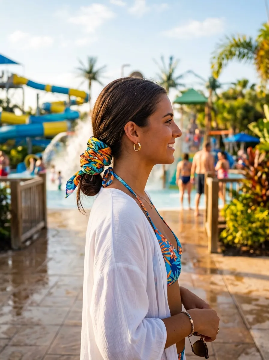 The Low Pony with a Silk Scarf Wrap