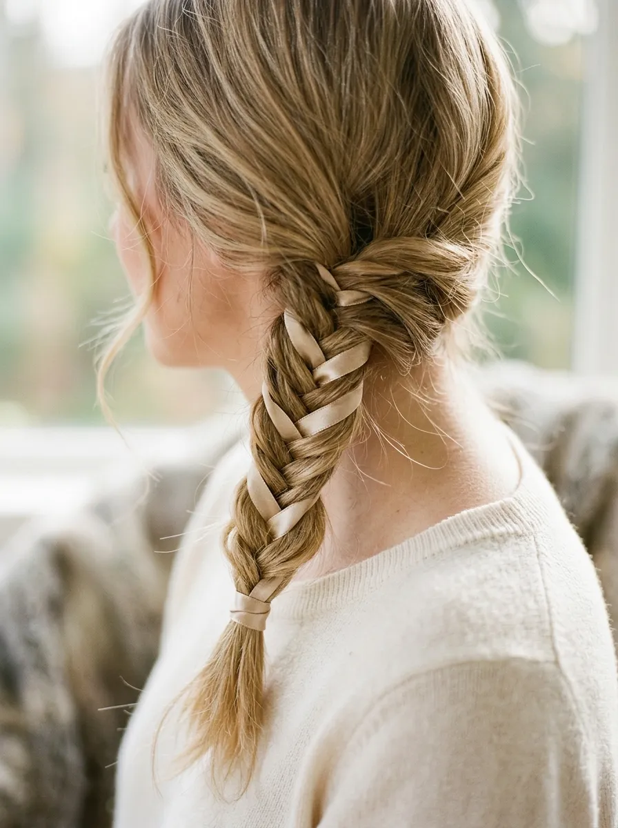Loose Braid with Ribbon