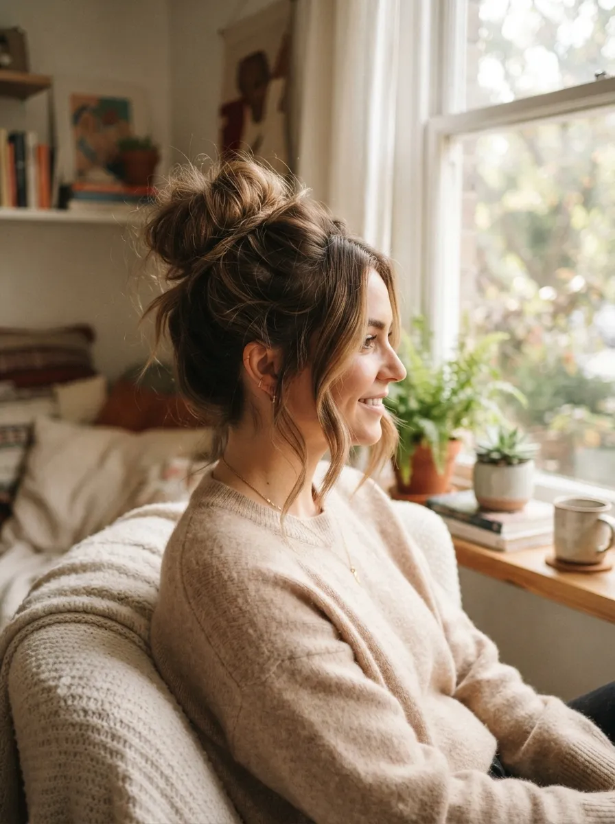 Messy High Bun With Volume
