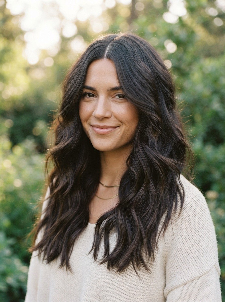 Long Hair With Heavy Middle Part Waves
