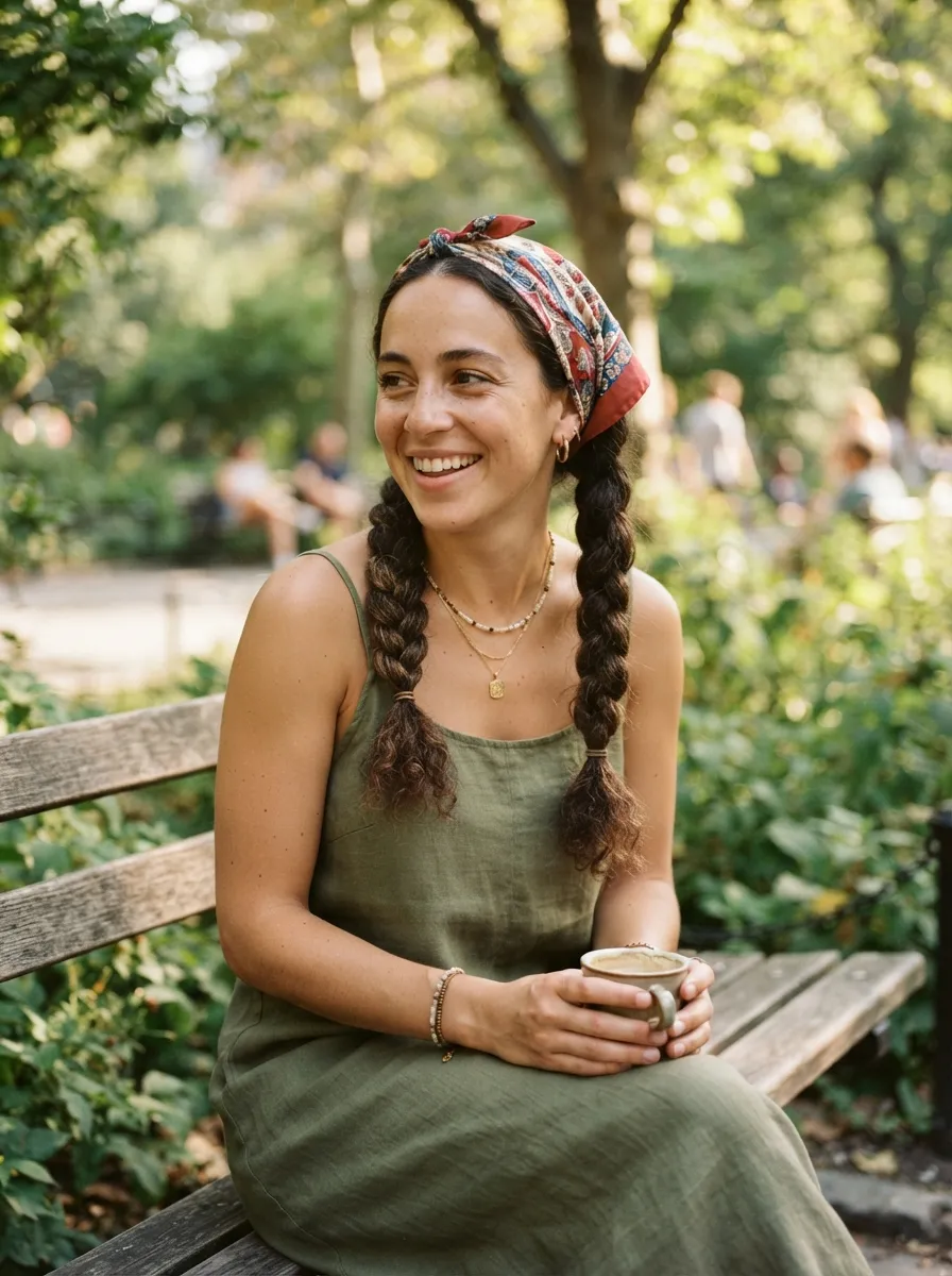Rope Braid Pigtail With Bandana