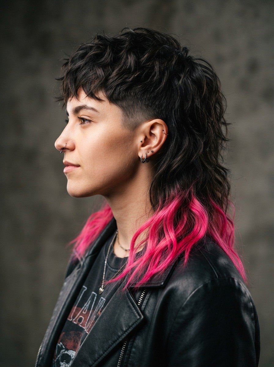 Emo Mullet With Colored Tips