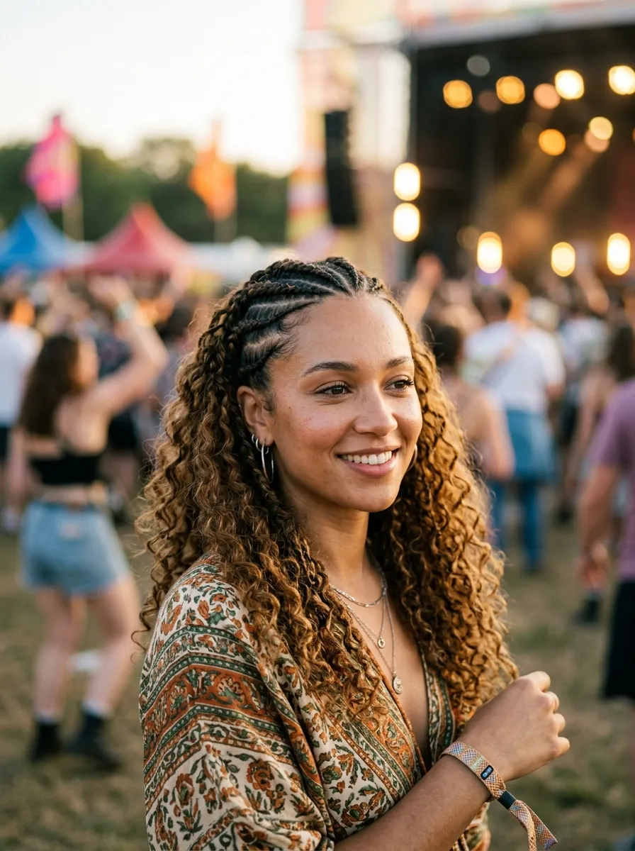 Cornrows into Loose Curls