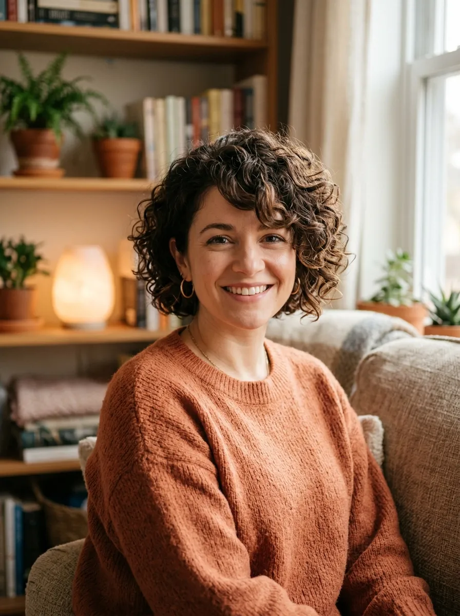 Soft Curls With A Side Swept Fringe