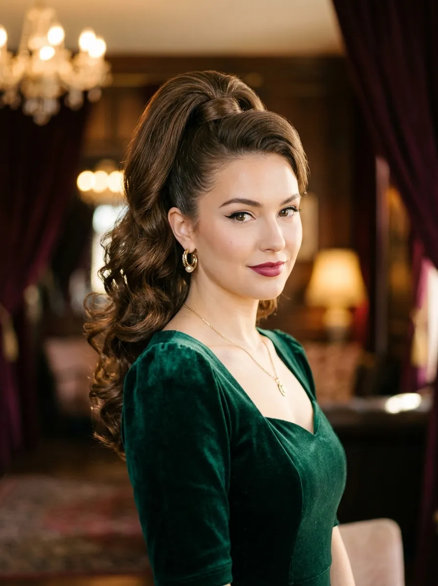 Voluminous Ponytail With Curled Ends