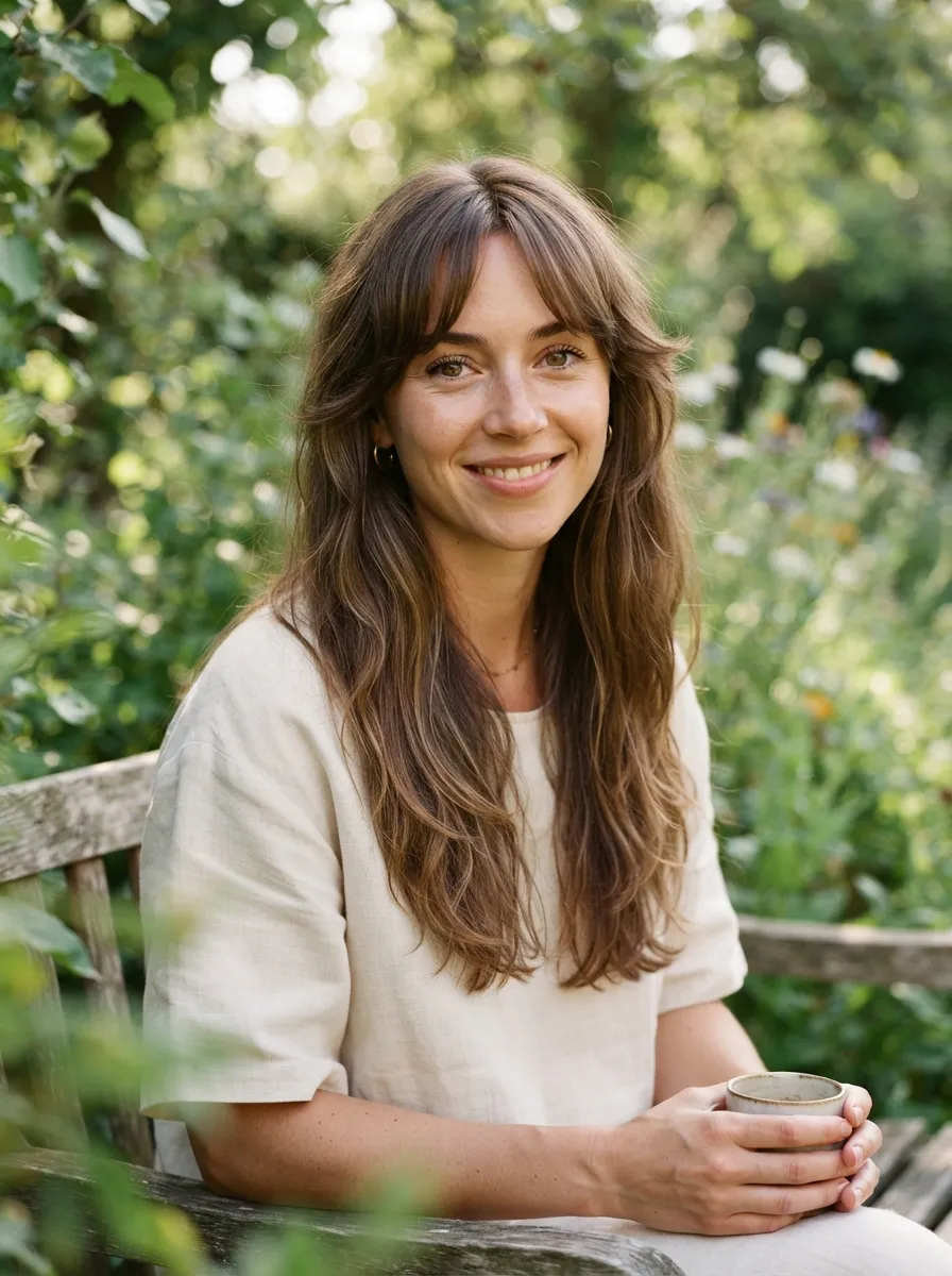 Face-Framing Wispy Curtain Bangs with Long Layers