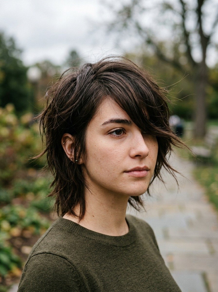 Choppy Layers With Long Side Swept Bangs